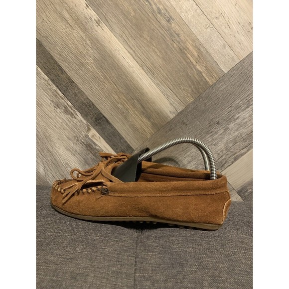 Minnetonka Kilty Hardsole Womens Size 7 Brown Suede Slip On Moccasin Flat 402 - Picture 3 of 8